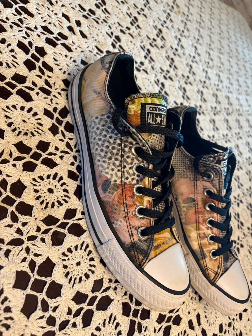 Floral & Leopard Print Low-Top Sneakers - Black Accents - Picture 3 of 7